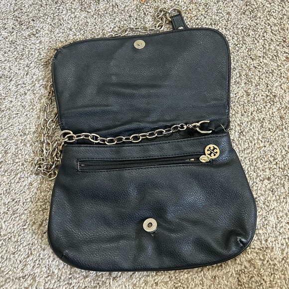 TORY BURCH Black Leather Amanda Logo Clutch Crossbody Chain Link Shoulder Bag - Picture 15 of 15